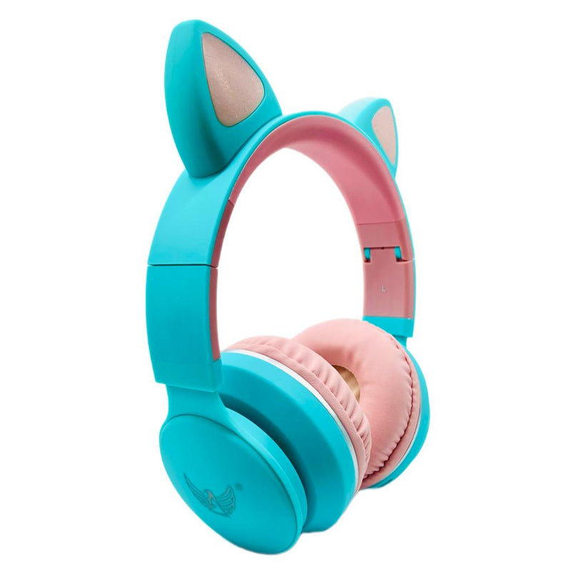 Headphone Altomex Bluetooth Com LED Gatinho Azul Com Rosa ORBITT