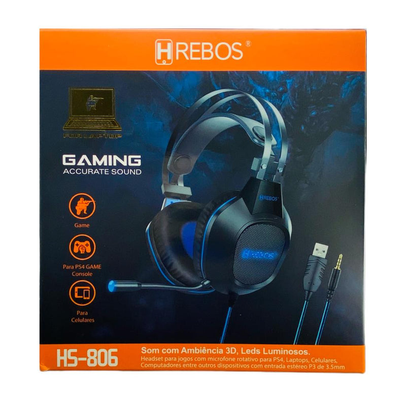 Fone Headset Gamer Hrebos Com Fio Conector P3 e USB HS-806 ORBITT